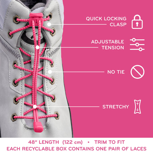 Pink Quick Lock No Tie Elastic Shoelaces The Original Stretchlace
