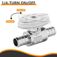 10 Pcs 1/2" PEX Crimp x 1/2" PEX Crimp Straight Stop Valve, 1/4 Turn (Lead Free) Plumbingsell