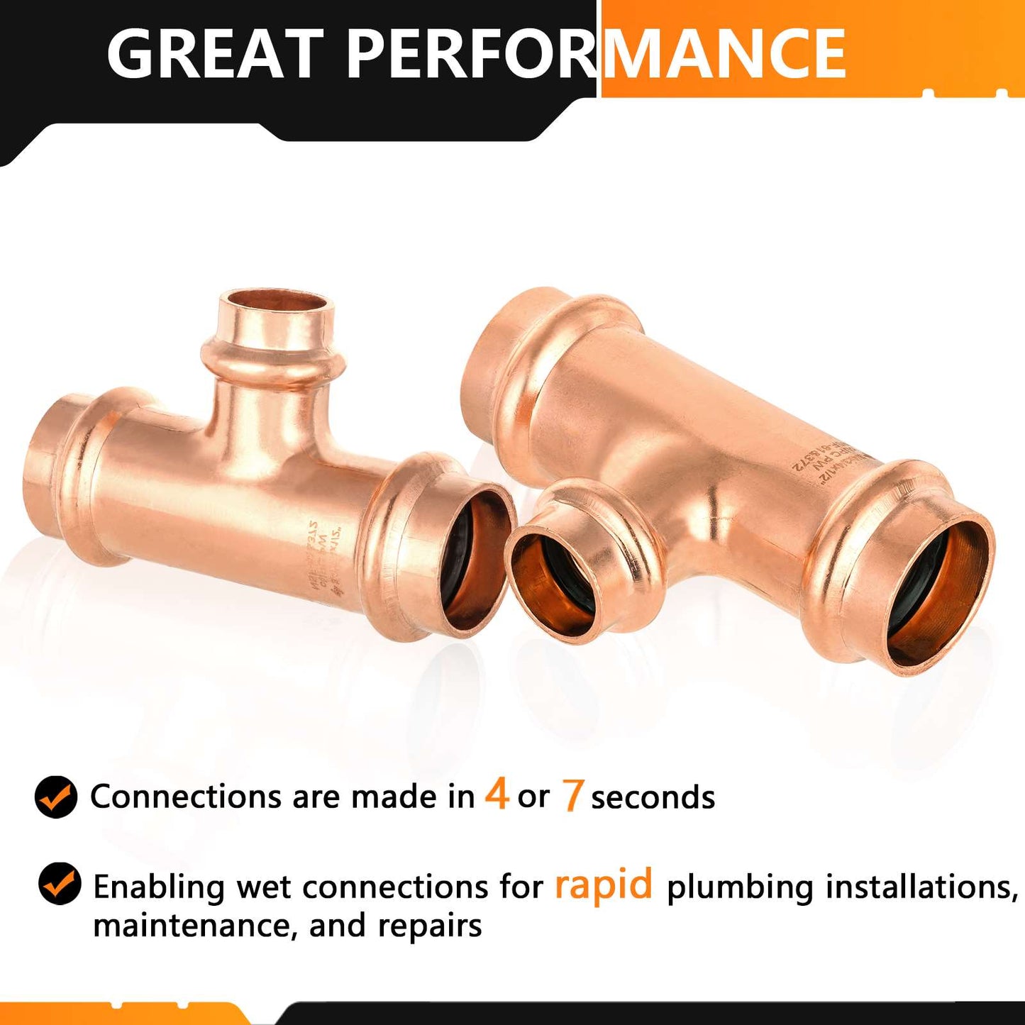 30 Pcs 3/4" x 3/4" x 1/2" Press Copper Tee (Lead Free)