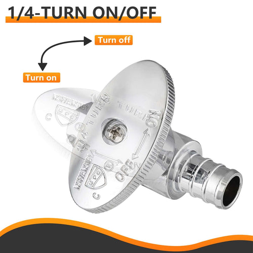 10 Pcs 1/2" PEX Crimp x 1/4" OD Compr. Straight Stop Valve, 1/4 Turn (Lead Free) Plumbingsell