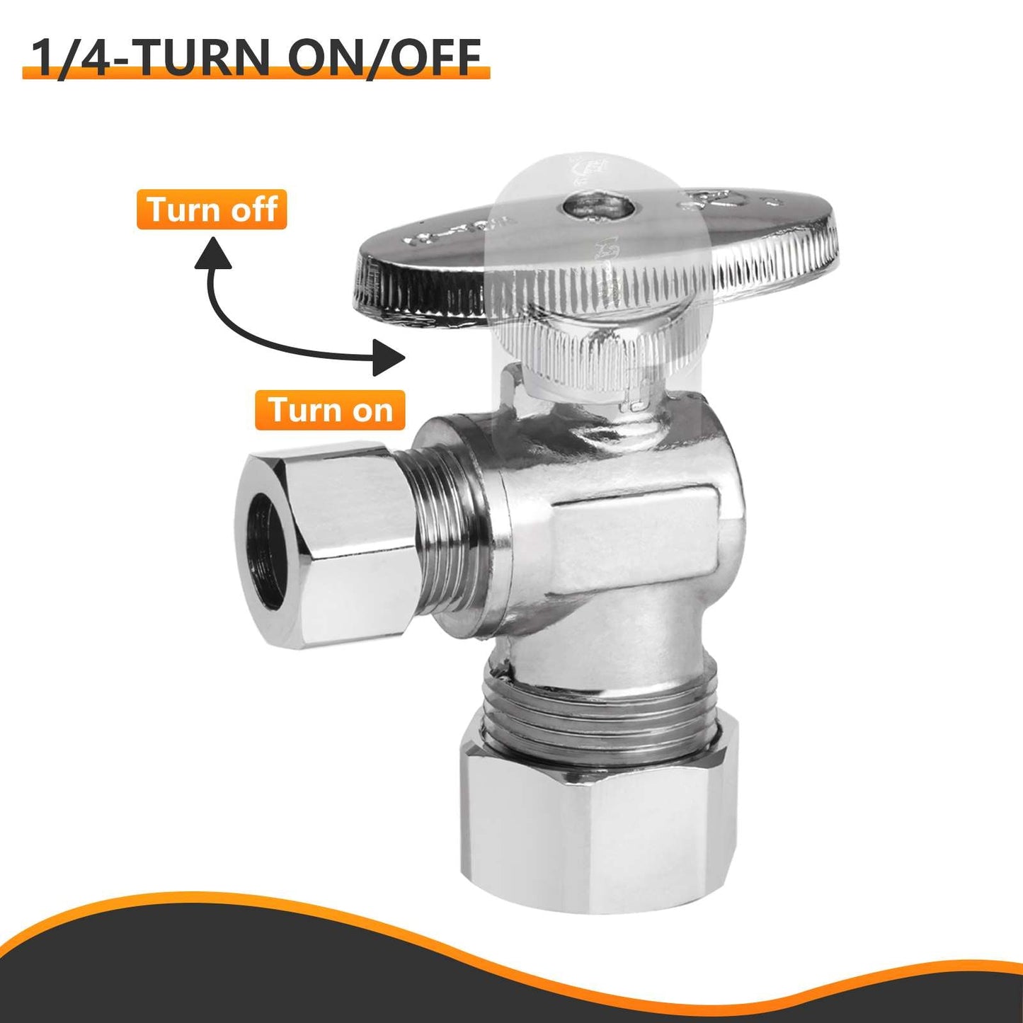 10 Pcs 1/2" Nominal (5/8" OD) Compr. x 3/8" OD Compr. Angle Stop Valve, 1/4 Turn (Lead Free) Plumbingsell