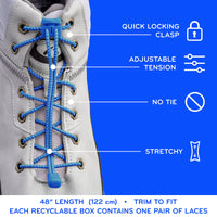 Blue Quick Lock No Tie Elastic Shoelaces The Original Stretchlace