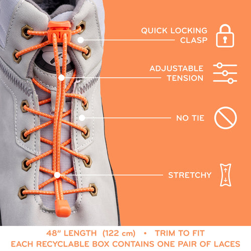 Orange Quick Lock No Tie Elastic Shoelaces The Original Stretchlace
