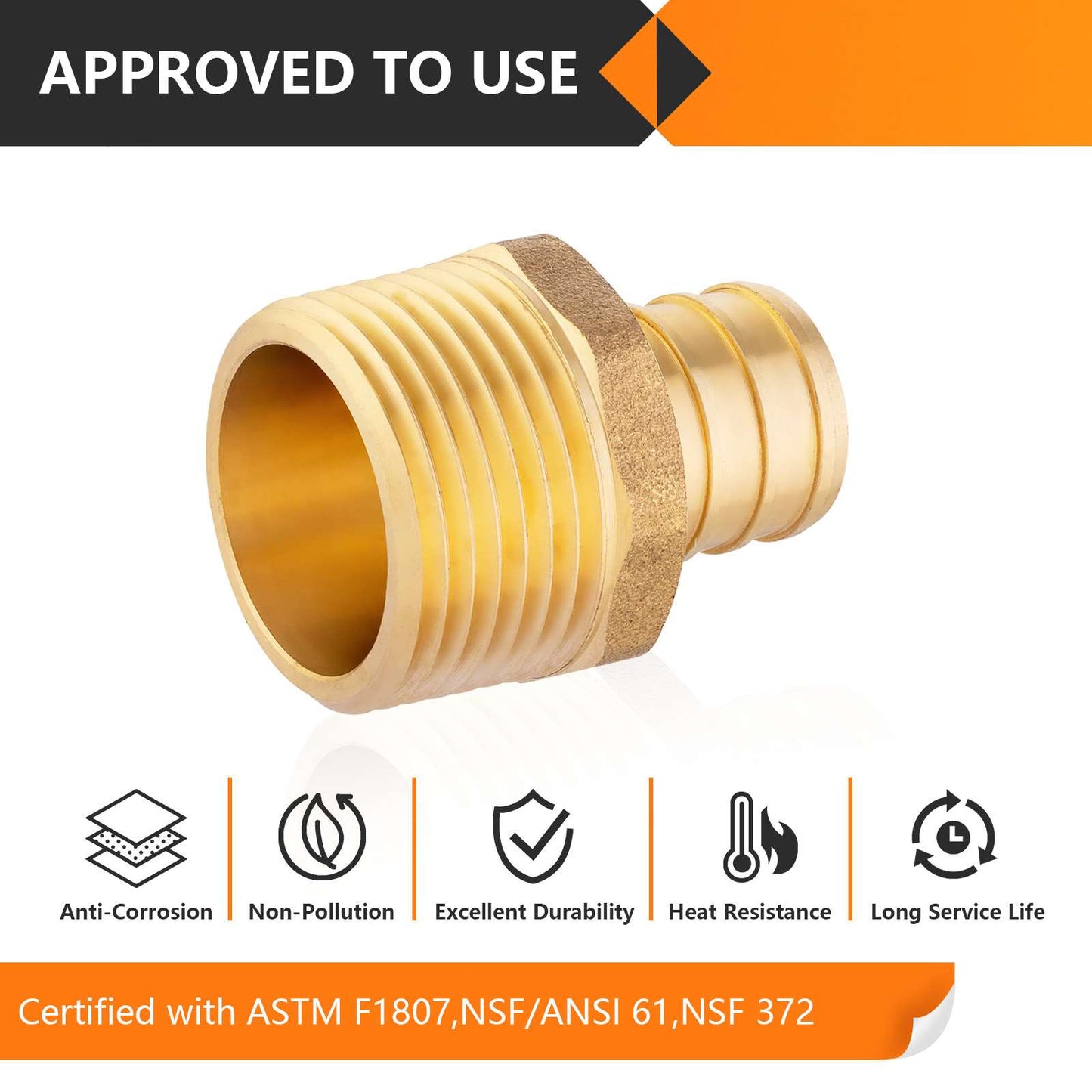 PEX-B Crimp 1" PEX x 1" NPT Male Threaded Adapter (Lead Free)