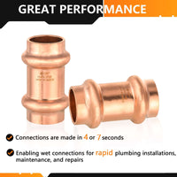 30 Pcs 1/2" Press Copper Coupling w/Stop (Lead Free)