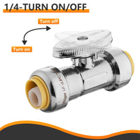 1/2" Push Connect x 1/2" Push Connect Straight Stop Valve, 1/4 Turn (Lead Free) Plumbingsell
