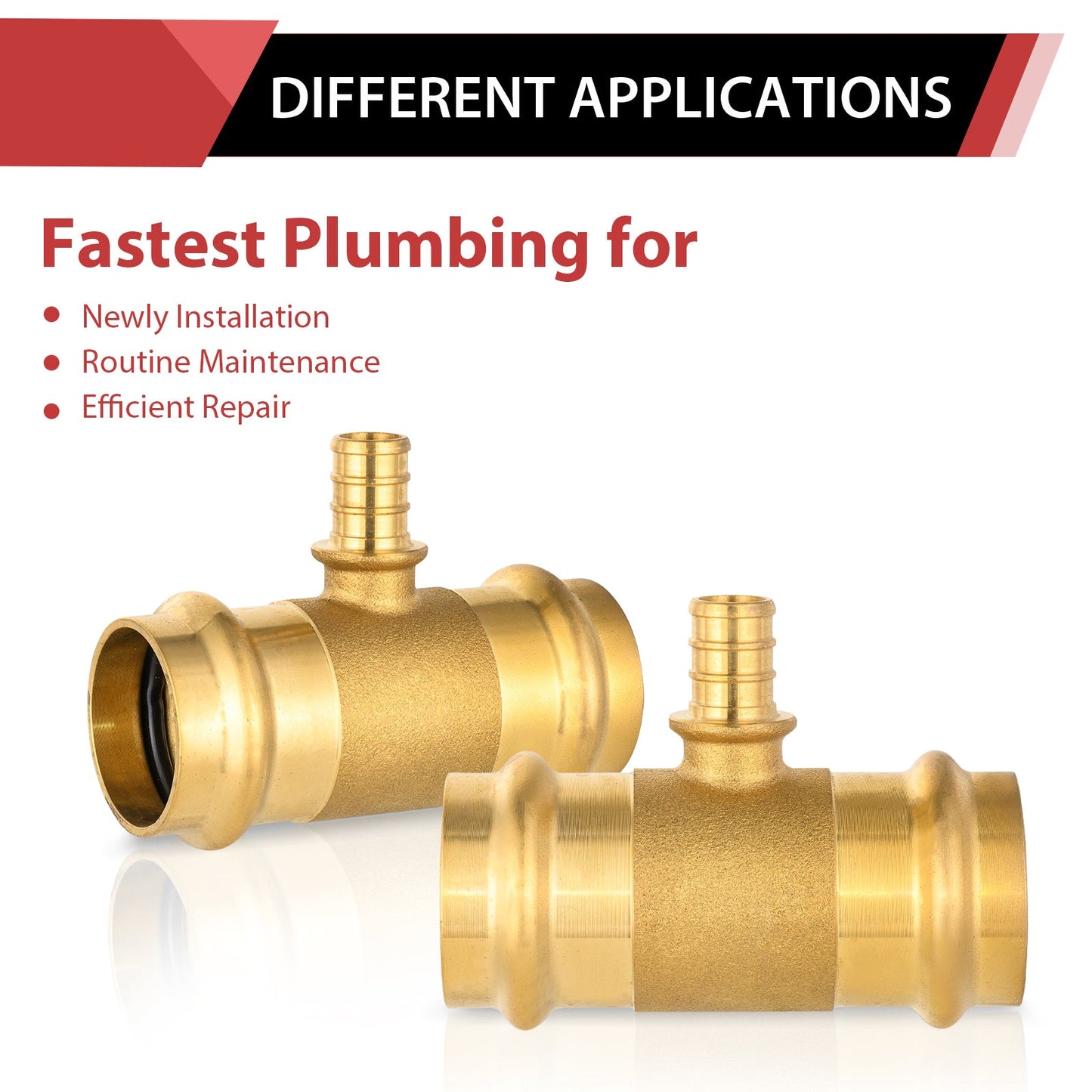 1" x 1" x 1/2" Press x Press x PEX Crimp Brass Tee (Lead Free)