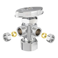 10 Pcs 5/8" OD Compr. x 3/8" OD Compr. x 3/8" OD Compr. Dual Angle Stop Valve, Multi Turn(Lead Free) Plumbingsell