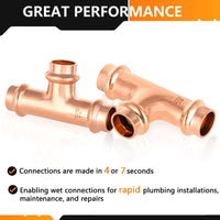 Pro 10 Pack 1/2" Press Copper Tee