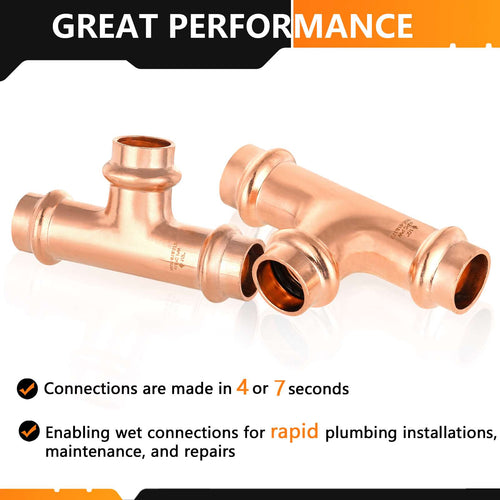 Pro 10 Pack 1/2" Press Copper Tee