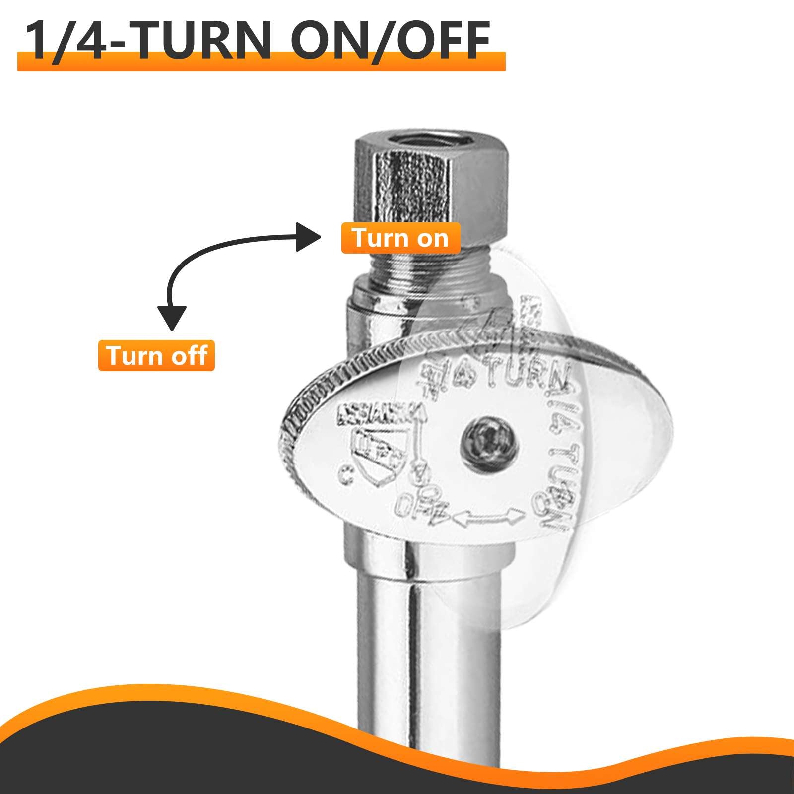 10 Pcs 1/2" Sweat x 3/8" OD Compr. Straight Stop Valve, w/5" Straight Extension, 1/4-Turn (Lead Free) Plumbingsell