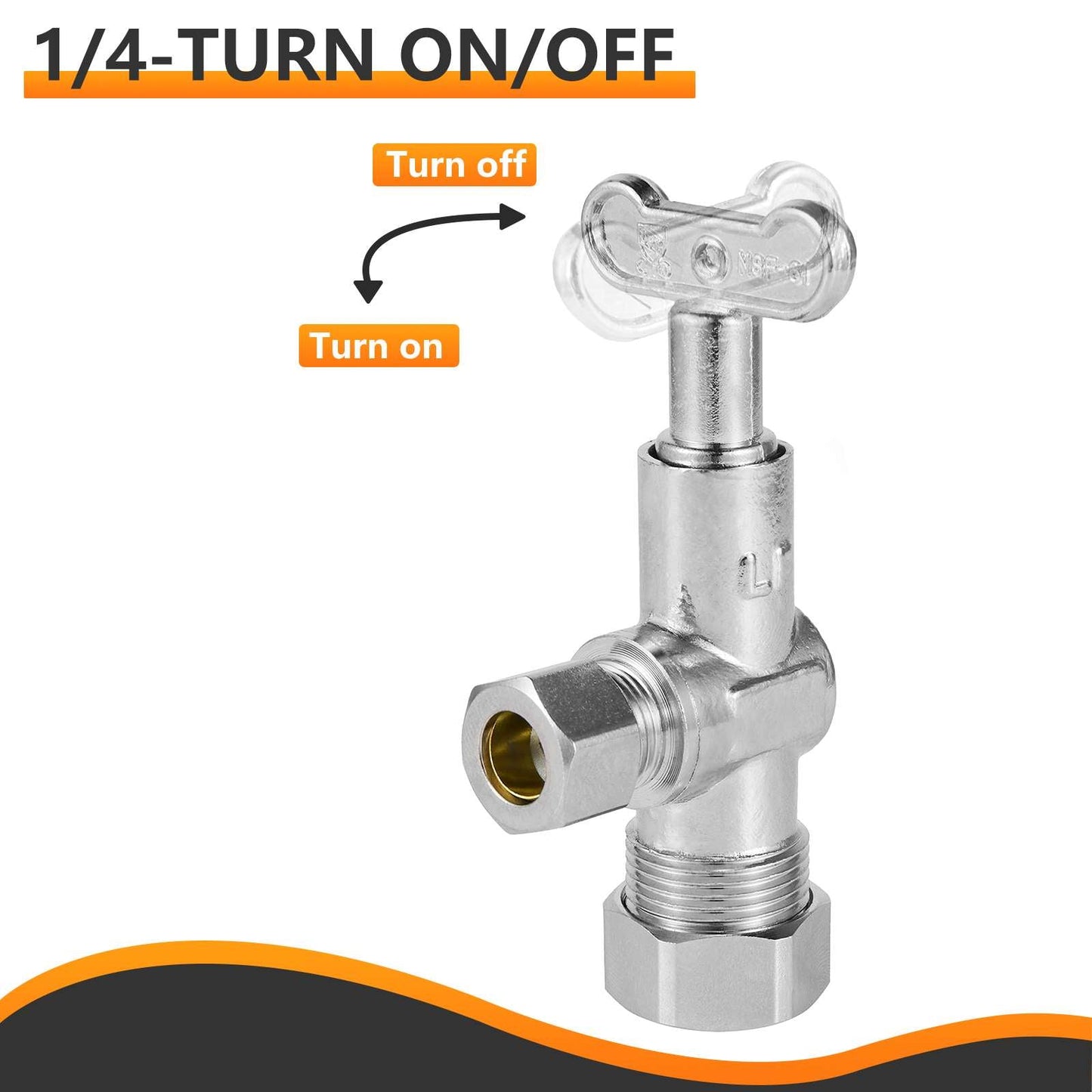 5/8" OD Compr. x 3/8" OD Compr. Loose Key, 1/4 Turn (Lead Free)