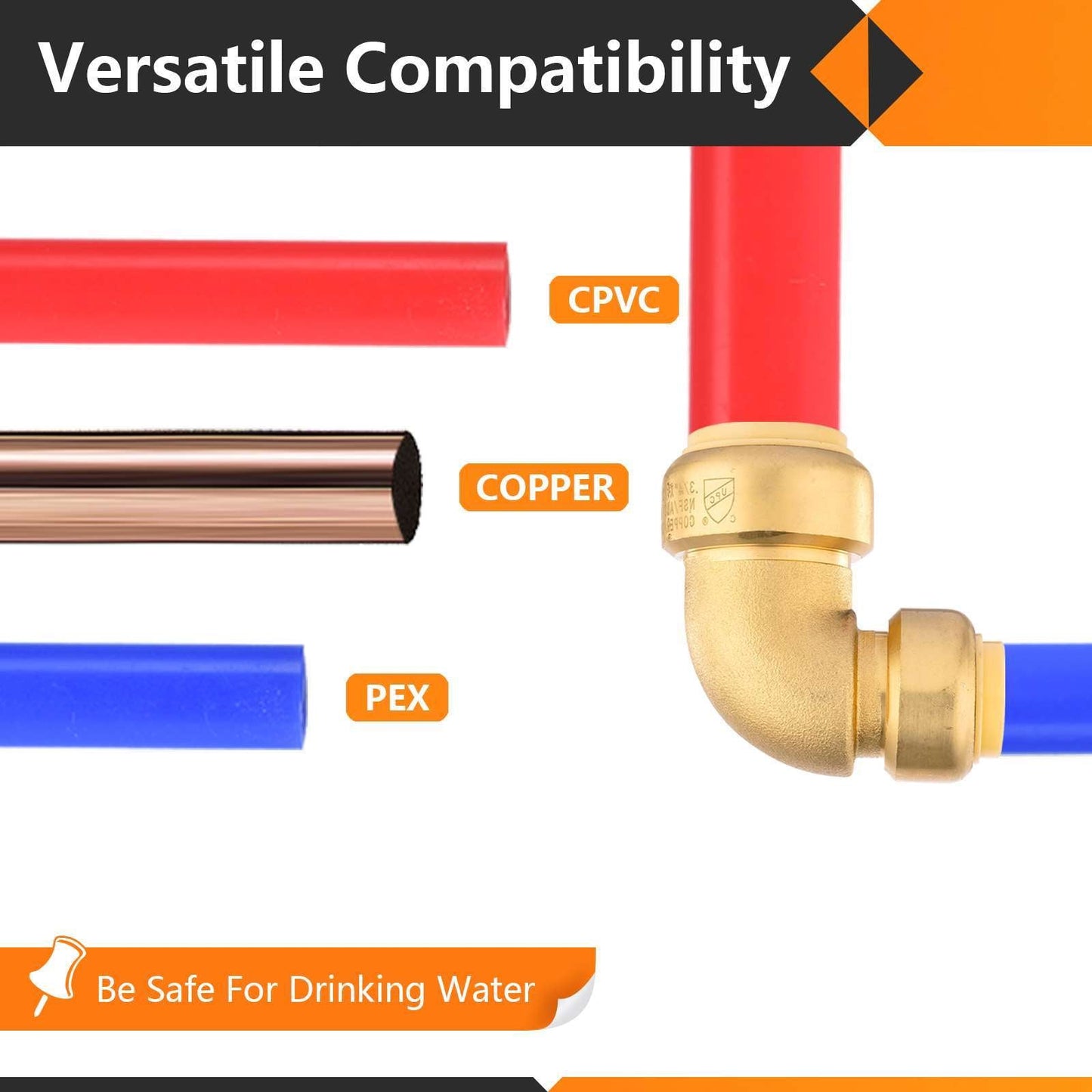30 Pcs 3/4" x 1/2" Push Fit Elbow
