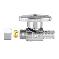 1/2" PEX Crimp x 3/8" OD Compr. Straight Stop Valve, 1/4 Turn (Lead Free) Plumbingsell