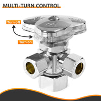 10 Pcs 5/8" OD Compr. x 3/8" OD Compr. x 3/8" OD Compr. Dual Angle Stop Valve, Multi Turn(Lead Free) Plumbingsell