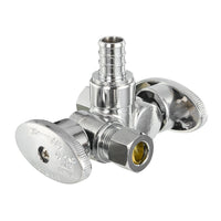 10 Pcs 1/2" PEX Crimp x 3/8" OD Compr. x 3/8" OD Compr. Dual Stop Valve, 1/4 Turn (Lead Free) Plumbingsell