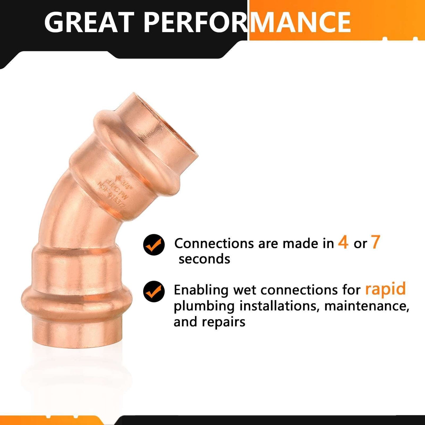 3/4" Press Copper 45° Elbow (Lead Free)