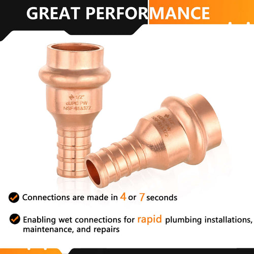 1/2" Press Copper x 1/2" PEX-B Crimp Adapter (Lead Free)