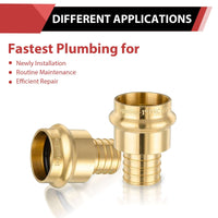 1" Copper Pressx 3/4" PEX Crimp Brass Adapter (Lead Free)