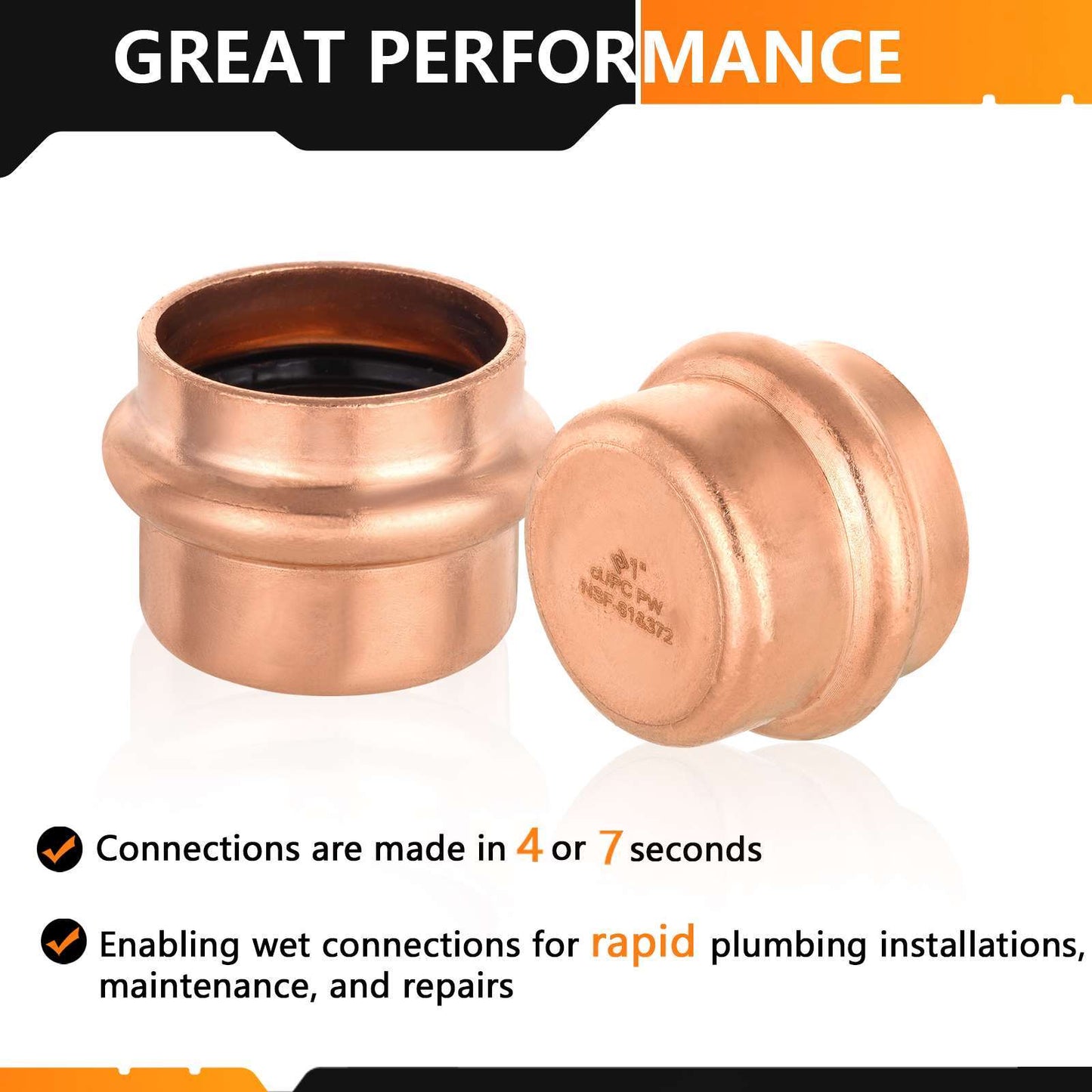 30 Pcs 1" Press Copper Cap (Lead Free)