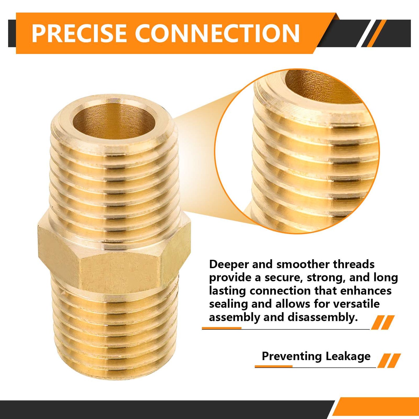 30 Pcs 1/4" Male NPT Brass Hex Connector