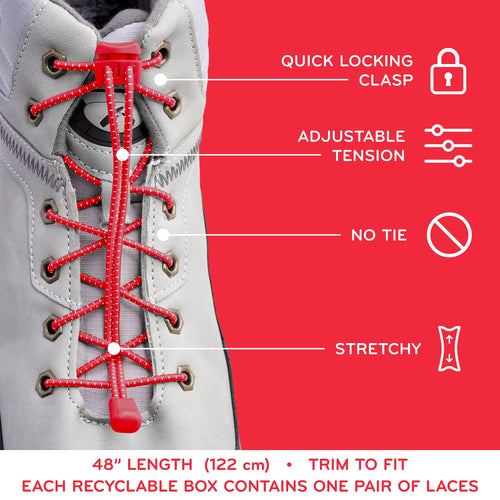 Red Quick Lock No Tie Elastic Shoelaces The Original Stretchlace