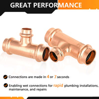 3/4" x 3/4" x 1/2" Press Copper Tee (Lead Free) Plumbingsell