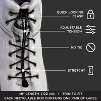 Black Quick Lock No Tie Elastic Shoelaces The Original Stretchlace