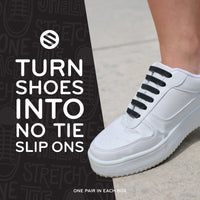 Black Stretchy Tieless Silicone Elastic Shoelaces | 20 Straps The Original Stretchlace
