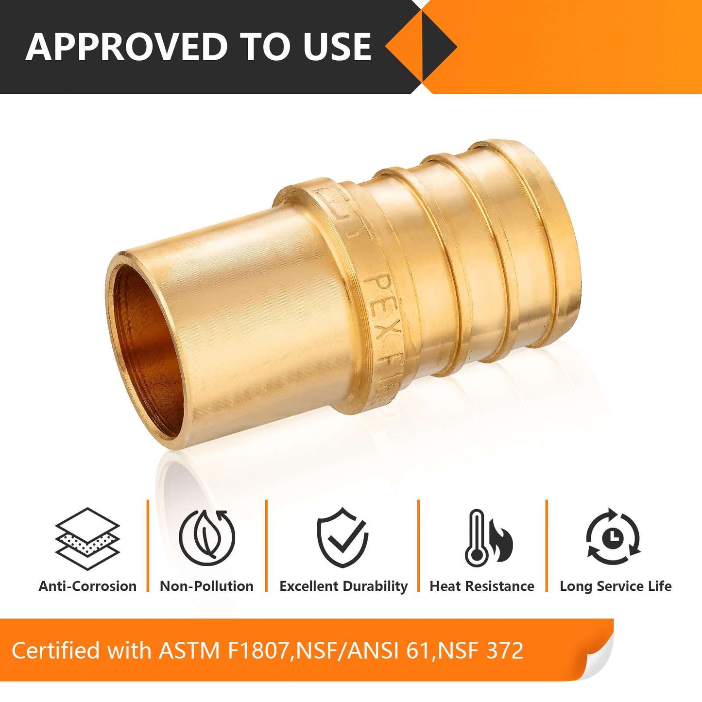 PEX-B Crimp 3/4" PEX x 1/2" Male Copper Sweat Adapter (Lead Free)