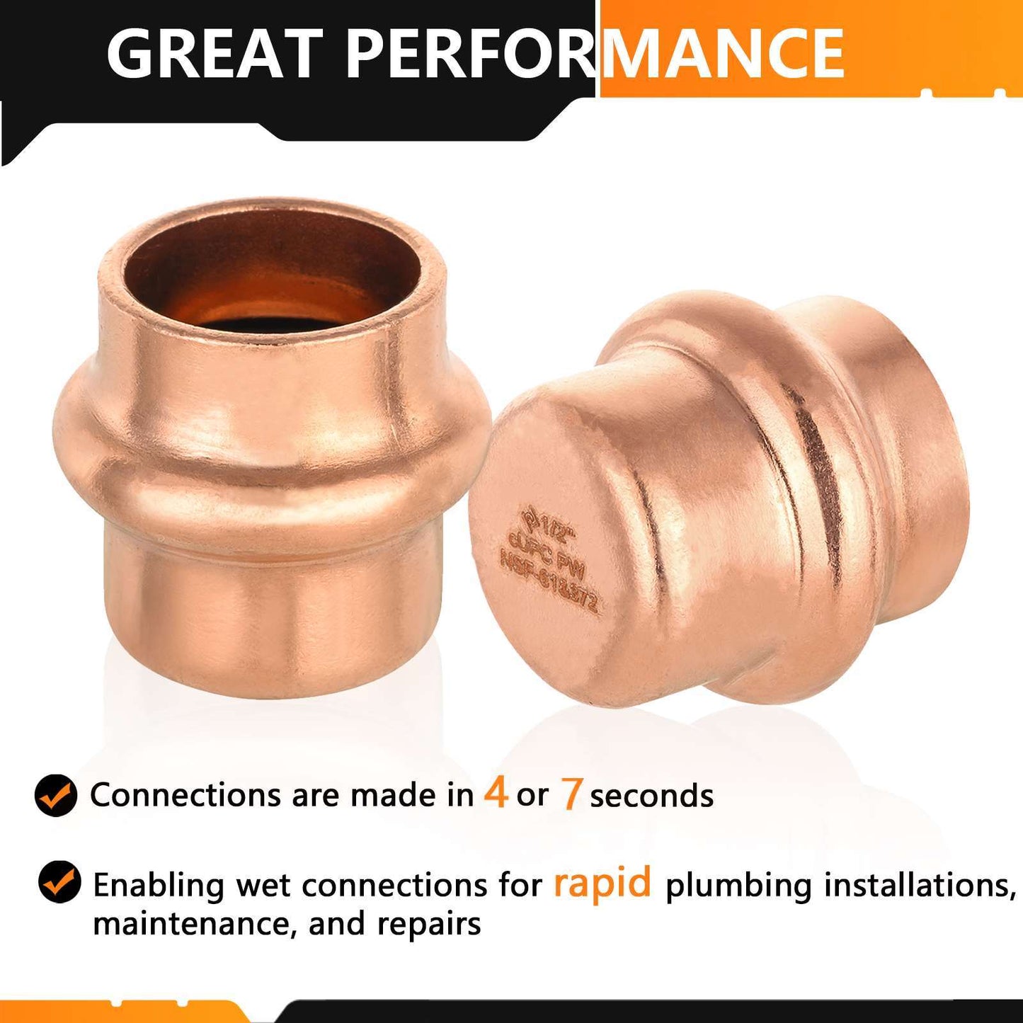 30 Pcs 1/2" Press Copper Cap (Lead Free)