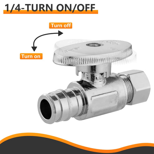 1/2" PEX Expansion x 3/8" OD Compr. Straight Stop Valve, 1/4 Turn (Lead Free) Plumbingsell