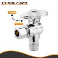 10 Pcs 1/2" PEX Expansion x 3/8" OD Compr. Angle Stop Valve, 1/4 Turn (Lead Free) Plumbingsell