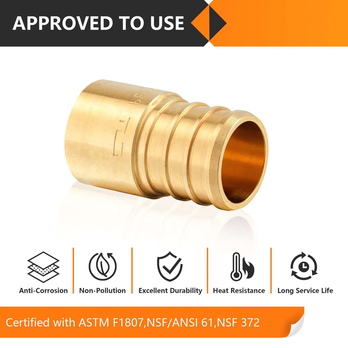 PEX-B Crimp 3/4" PEX x 1/2" Female Copper Sweat Sweat Coupling (Lead Free)