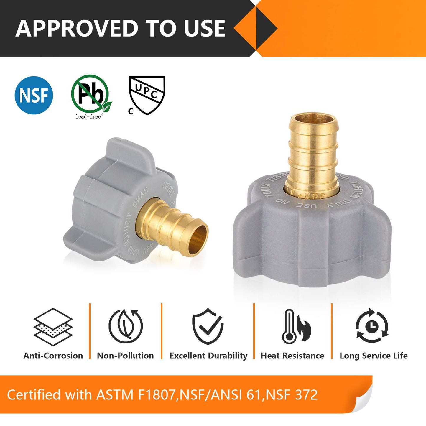 30 Pcs PEX-B Crimp 1/2" x 7/8" Female NPT Swivel Adapter (Lead Free)