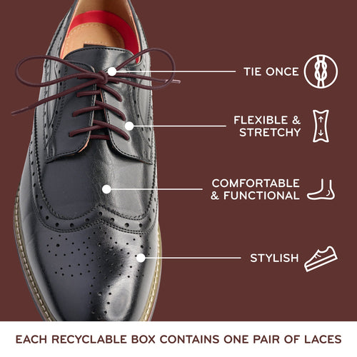 Dark Brown Round Elastic Dress Shoe Laces The Original Stretchlace