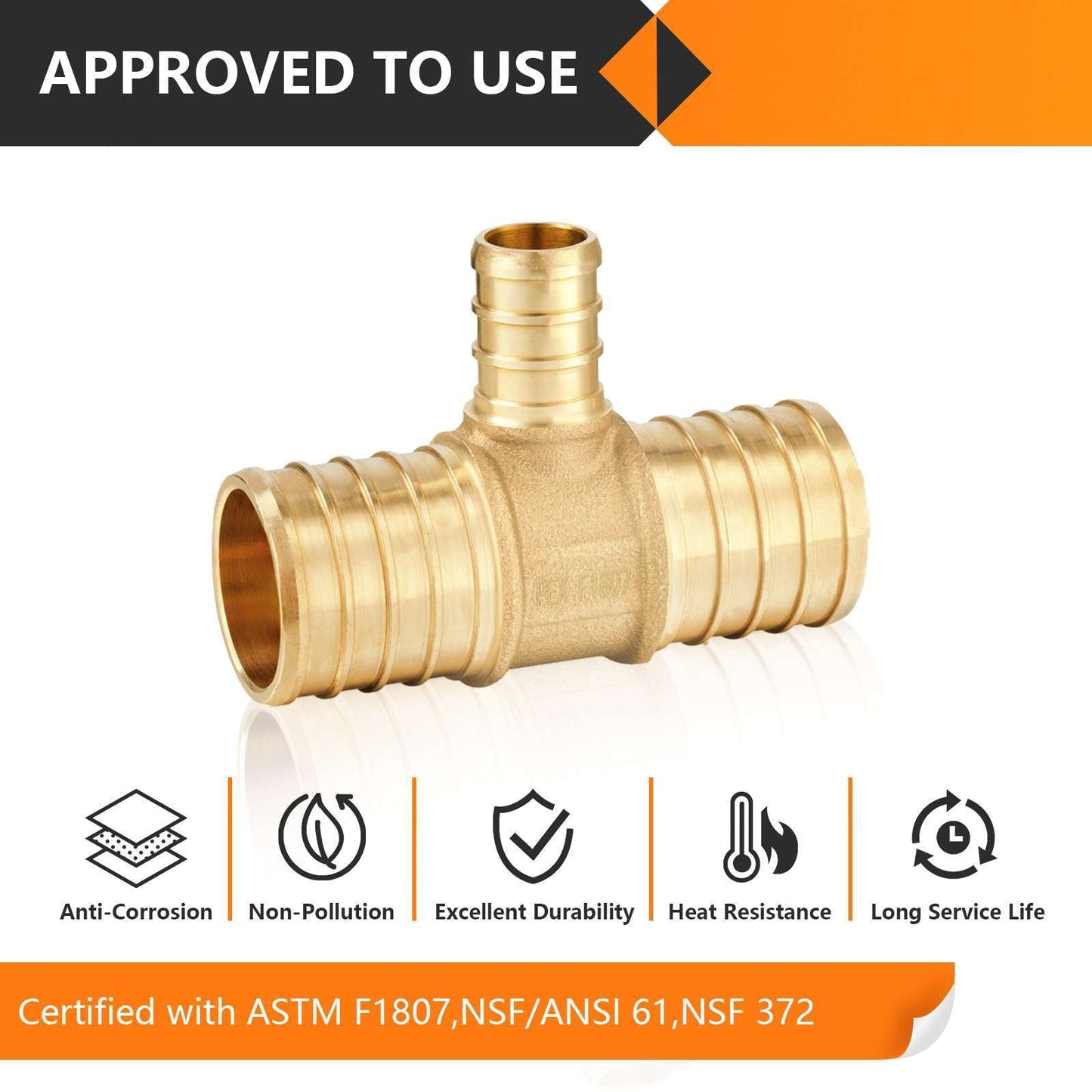 PEX-B Crimp 1" PEX x 1" PEX x 1/2" PEX Reducing Tee (Lead Free)