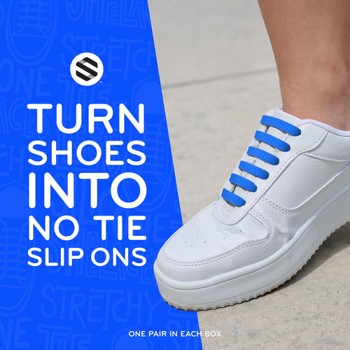 Blue Stretchy Tieless Silicone Elastic Shoelaces | 20 Straps The Original Stretchlace