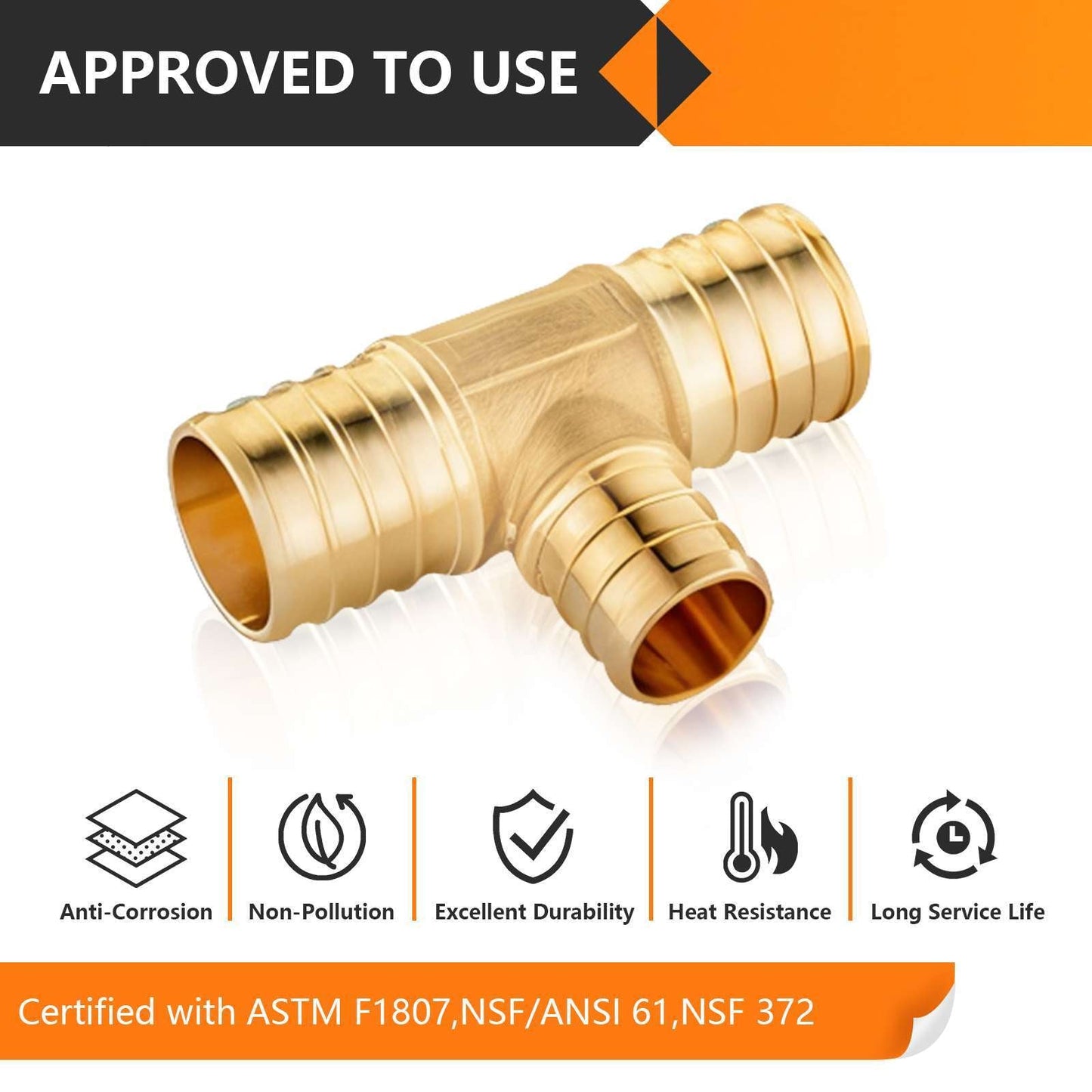 PEX-B Crimp 1" PEX x 1" PEX x 3/4" PEX Reducing Tee (Lead Free)
