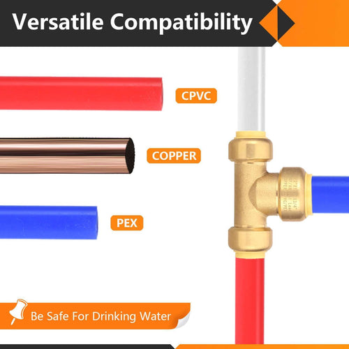 1/2" x 1/2" x 3/4" Push Fit Tee Plumbingsell