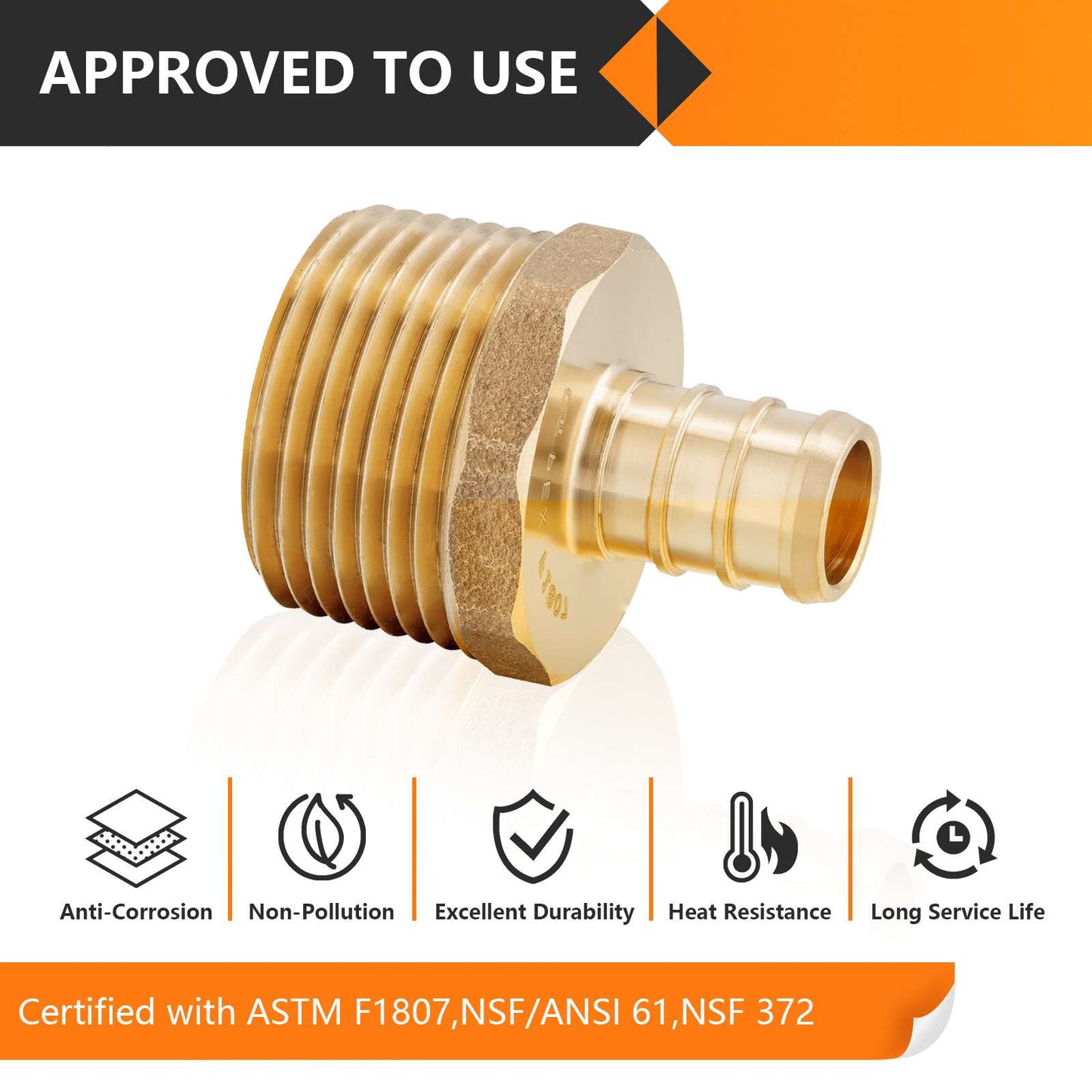 PEX-B Crimp 1/2" PEX x 3/4" Male Threaded Adapter (Lead Free)