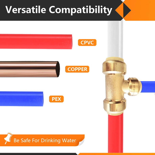 3/4" x 3/4" x 1/2" Push Fit Tee Plumbingsell