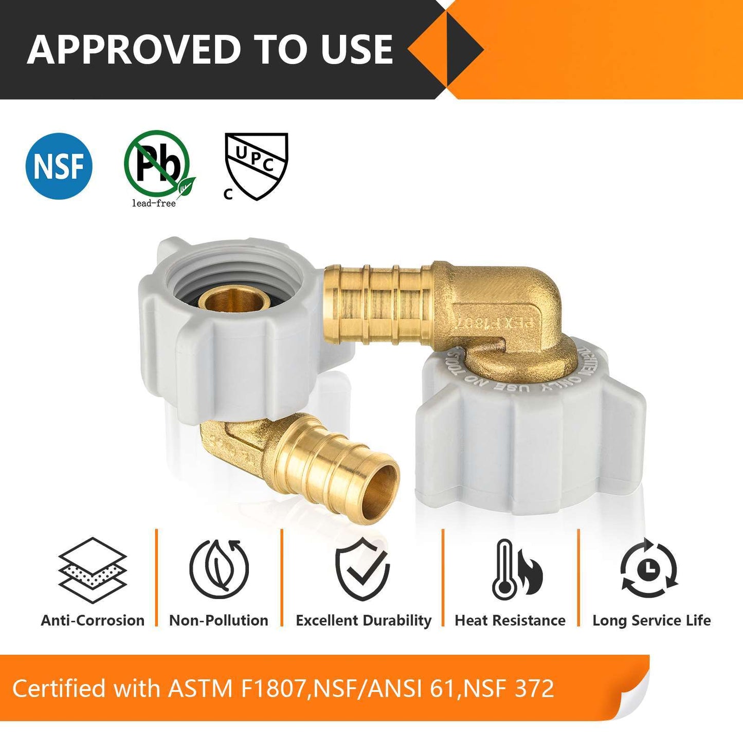PEX-B Crimp 1/2" PEX X 1/2" Female NPT Swivel Elbow (Lead Free)