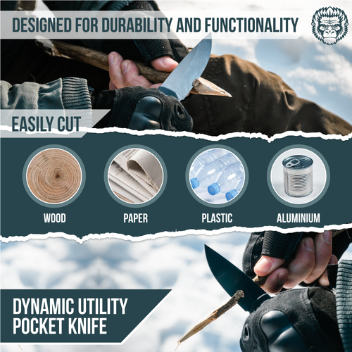 The Peasant Folding Pocket Knife Giftset for Men and Women (Silver and Black) Holtzman's Gorilla Survival