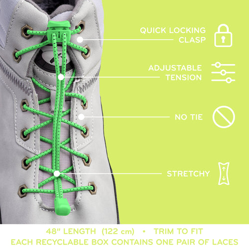 Green Quick Lock No Tie Elastic Shoelaces The Original Stretchlace