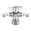 5/8" OD Compr. x 3/8" OD Compr. x 3/8" OD Compr. Dual Outlet Angle Stop Valve, 1/4 Turn (Lead Free) Plumbingsell