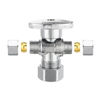 5/8" OD Compr. x 3/8" OD Compr. x 3/8" OD Compr. Dual Outlet Angle Stop Valve, 1/4 Turn (Lead Free) Plumbingsell