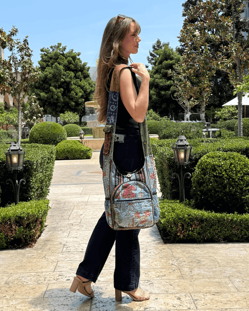 Kathmandu Collection Vintage Patchwork Hobo Bag with Water Bottle Pockets Jupiter Gear