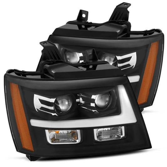 AlphaRex 07-14 Chevrolet Tahoe PRO-Series LED Headlights Plank Style Blk w/Activ Light/Seq Signal/DRL