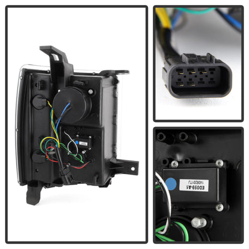 Spyder Chevy Silverado 1500 14-16 Projector Headlights Light Bar DRL Blk PRO-YD-CS14-LBDRL-BK OffRoadUSA.com